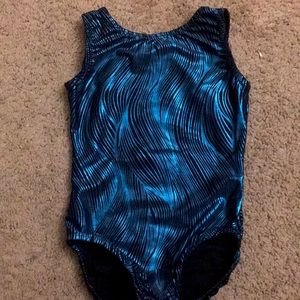Leotard teal and black size 6 girls metallic